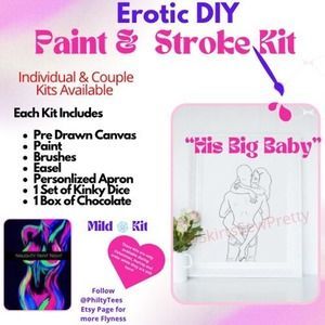 X Rated Couples Canvas Pre Drawn Date Night Paint Kit,